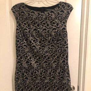 Ralph Lauren Silver Lace Cocktail Dress
